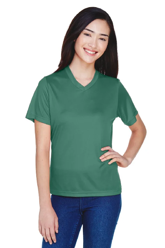 t-shirts with fringe -Team 365 Womens Zone Performance Moisture Wicking Short Sleeve V-Neck T-Shirt - Dark Green