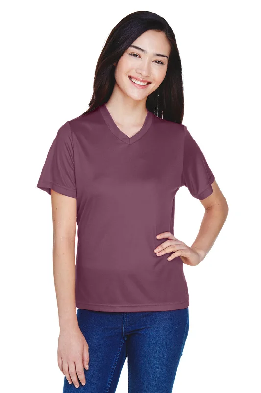 conference t-shirts pro -Team 365 Womens Zone Performance Moisture Wicking Short Sleeve V-Neck T-Shirt - Dark Maroon