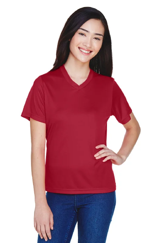 t-shirts with ruffles -Team 365 Womens Zone Performance Moisture Wicking Short Sleeve V-Neck T-Shirt - Scarlet Red