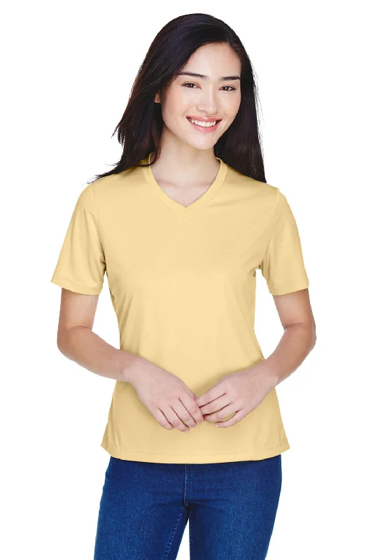 tailored fit t-shirts sharp -Team 365 Womens Zone Performance Moisture Wicking Short Sleeve V-Neck T-Shirt - Vegas Gold