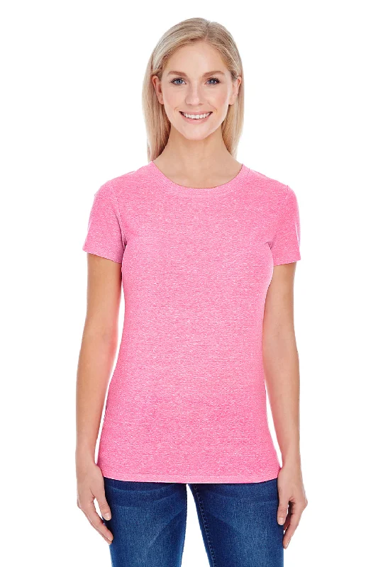 sports t-shirts performance -Threadfast Apparel Womens Short Sleeve Crewneck T-Shirt - Neon Pink