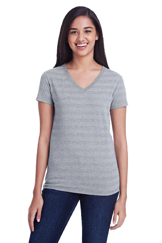 wrinkle-free t-shirts neat -Threadfast Apparel Womens Short Sleeve V-Neck T-Shirt - Heather Grey