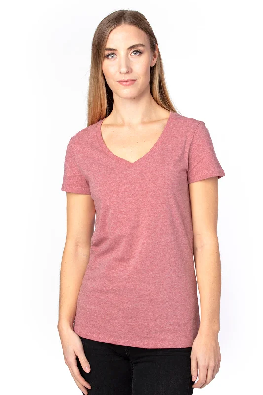 silver t-shirts shiny -Threadfast Apparel Womens Ultimate Short Sleeve V-Neck T-Shirt - Heather Maroon