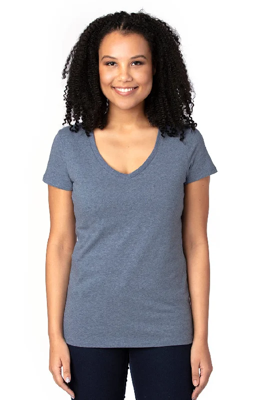 beige t-shirts neutral -Threadfast Apparel Womens Ultimate Short Sleeve V-Neck T-Shirt - Heather Navy Blue