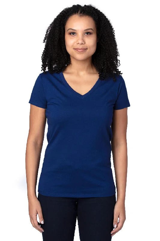 wind t-shirts free -Threadfast Apparel Womens Ultimate Short Sleeve V-Neck T-Shirt - Navy Blue