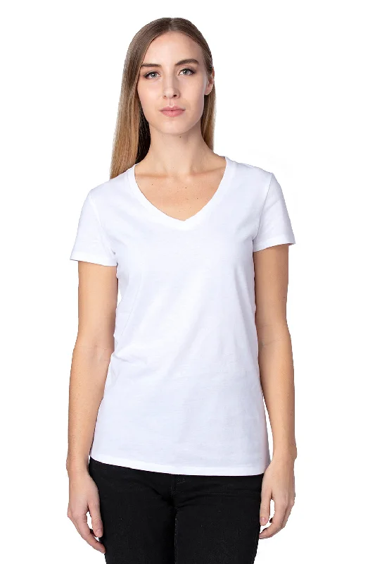 cloud t-shirts dreamy -Threadfast Apparel Womens Ultimate Short Sleeve V-Neck T-Shirt - White