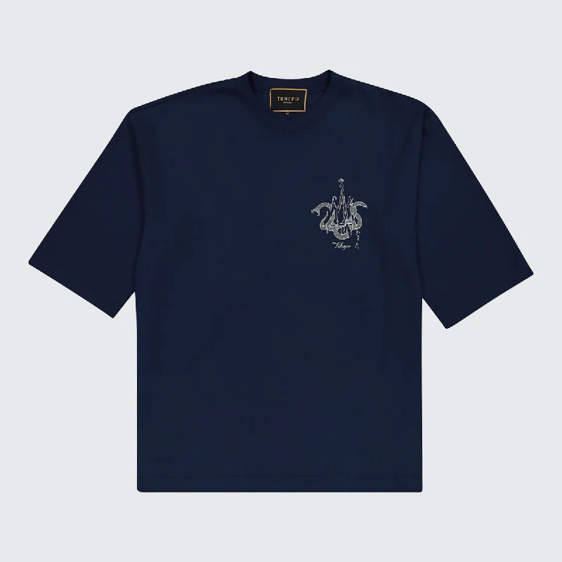 t-shirts for new -TSHEPO, SERPENT'S CROWN, OVERSIZED T-SHIRT, NAVY