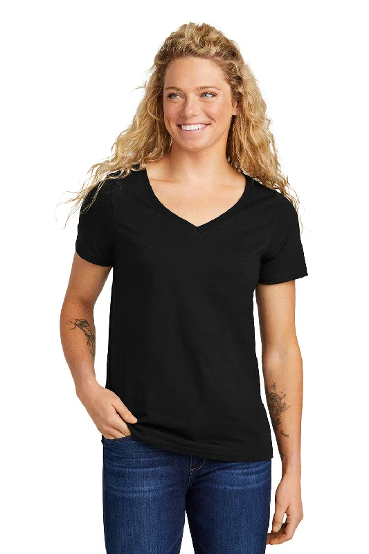 pique t-shirts classic -Volunteer Knitwear Womens USA Made Daily Short Sleeve V-Neck T-Shirt - Deep Black