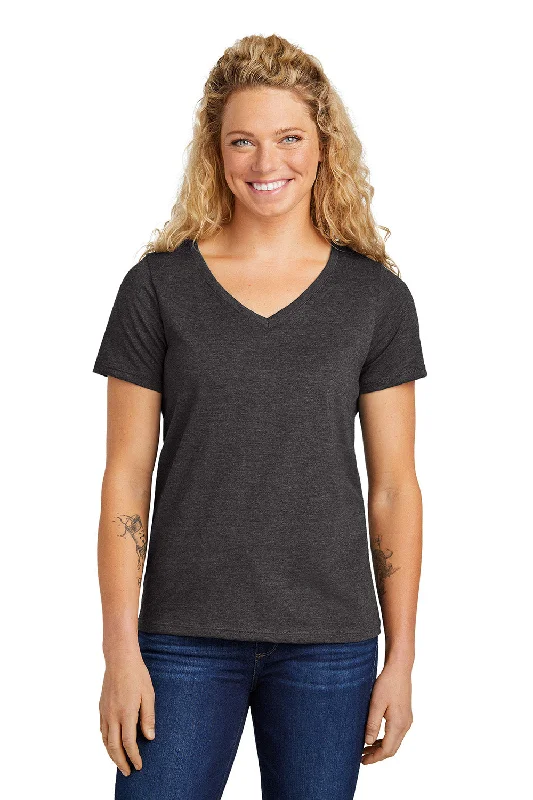 sequin t-shirts glam -Volunteer Knitwear Womens USA Made Daily Short Sleeve V-Neck T-Shirt - Heather Dark Grey