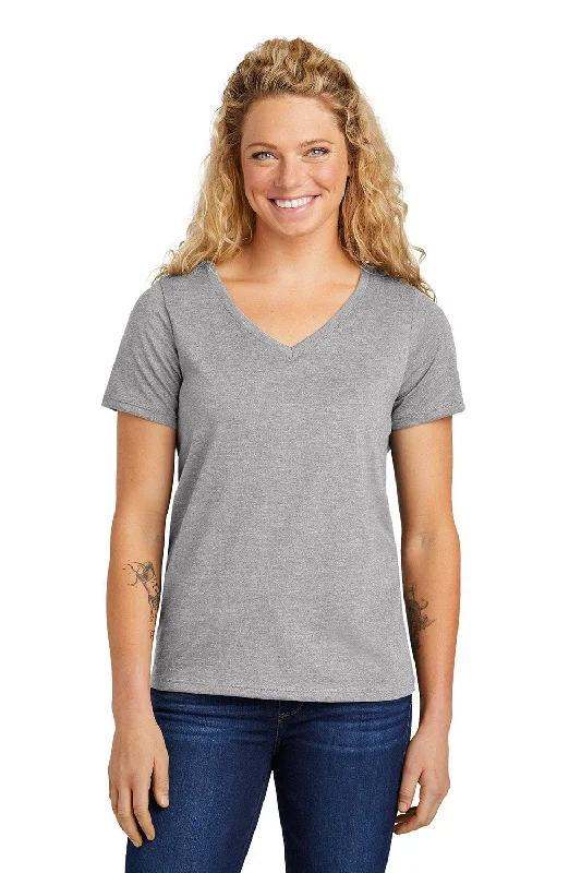 layered t-shirts fashion -Volunteer Knitwear Womens USA Made Daily Short Sleeve V-Neck T-Shirt - Heather Grey