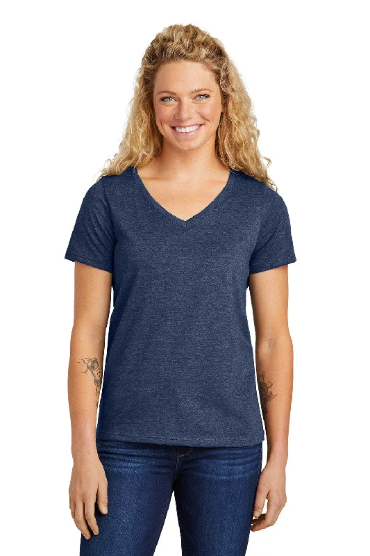 t-shirts for eco -Volunteer Knitwear Womens USA Made Daily Short Sleeve V-Neck T-Shirt - Heather Navy Blue