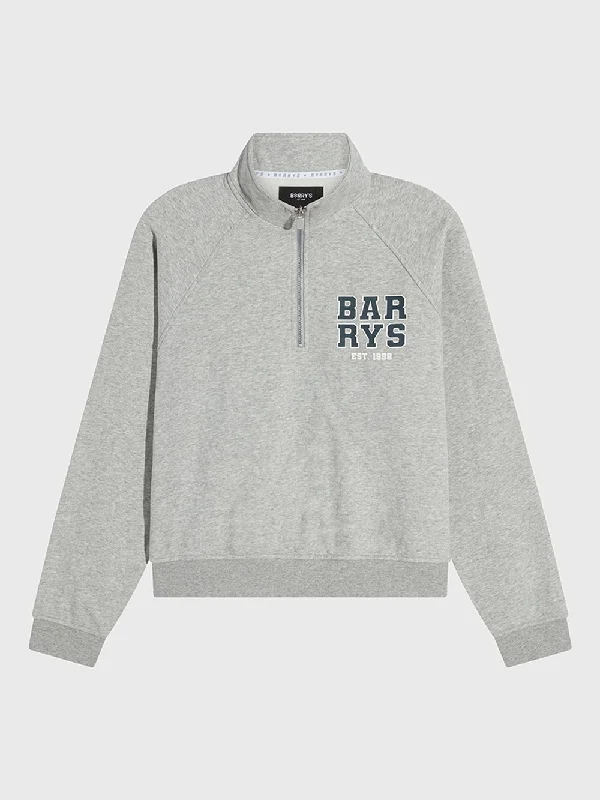 Pullover sweater for casual trips -BARRY'S HEATHER GREY 1/2 ZIP FLEECE PULLOVER