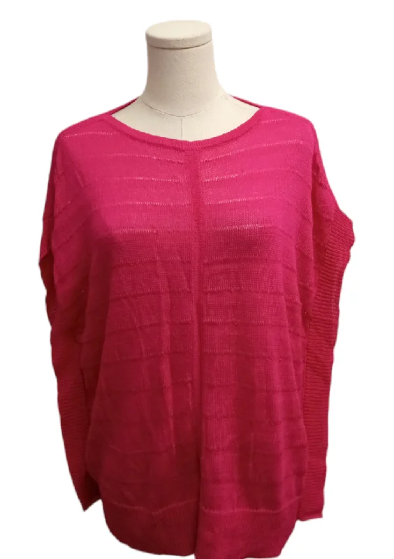 Red crew neck pullover sweater -Chico's Women's Summer Sweater Fuschia 0