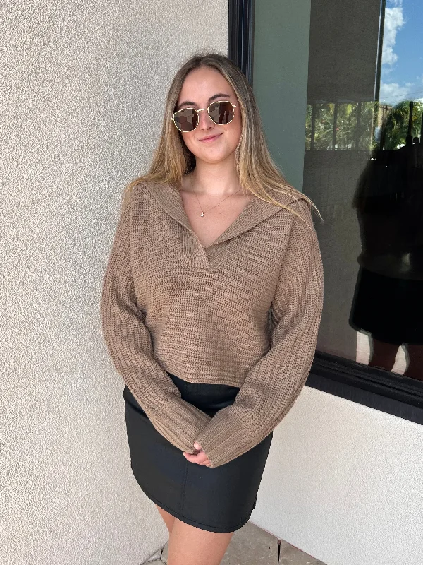 Pullover sweater with side hem -JAGGER SWEATER IN MOCHA