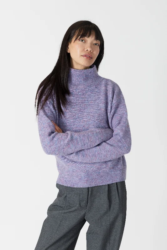 Pullover sweater for summer evenings -MABEL LIGHTWEIGHT MOCK NECK SWEATER