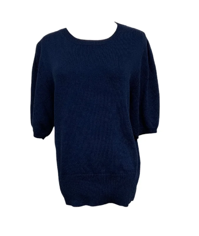 Pullover sweater with floral trim -Murmurey Women's Sweater Navy M