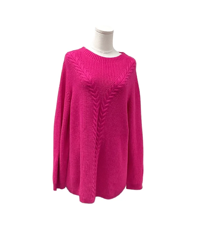 Pullover sweater with leaf pattern -NWT Talbots Women's Sweater Fuschia 2X