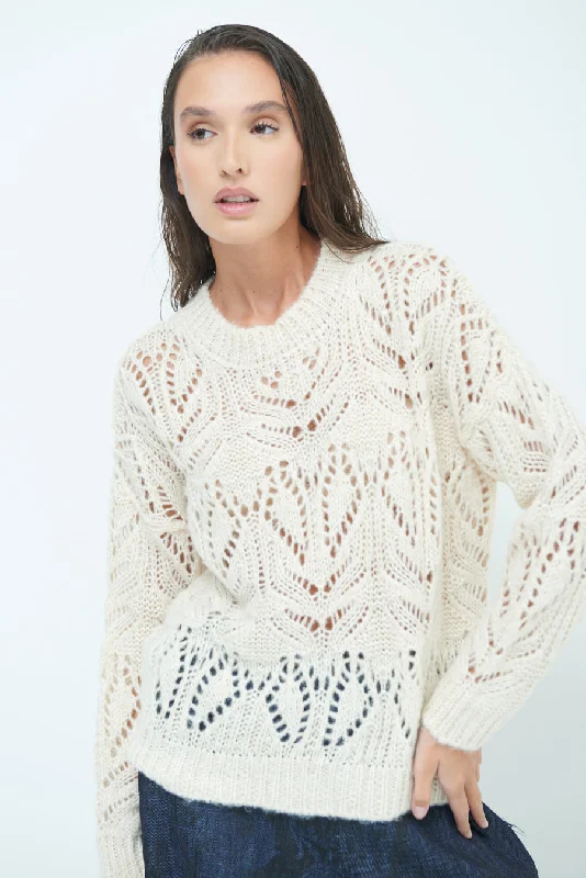 Pullover sweater for outdoor nights -Open-knit textured sweater wholesale