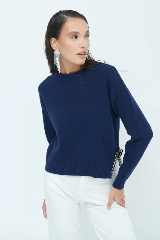 Pullover sweater for fall trips -Sweater with Decorative Side Detail Wholesal