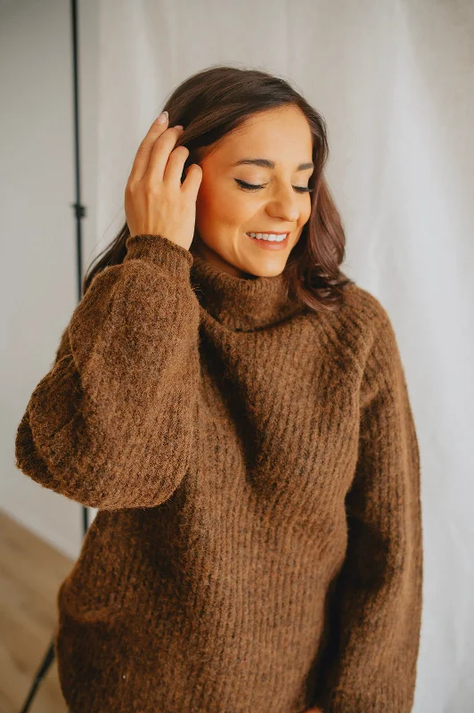 Pink cozy pullover sweater -The Acacia Chunky Turtleneck Sweater