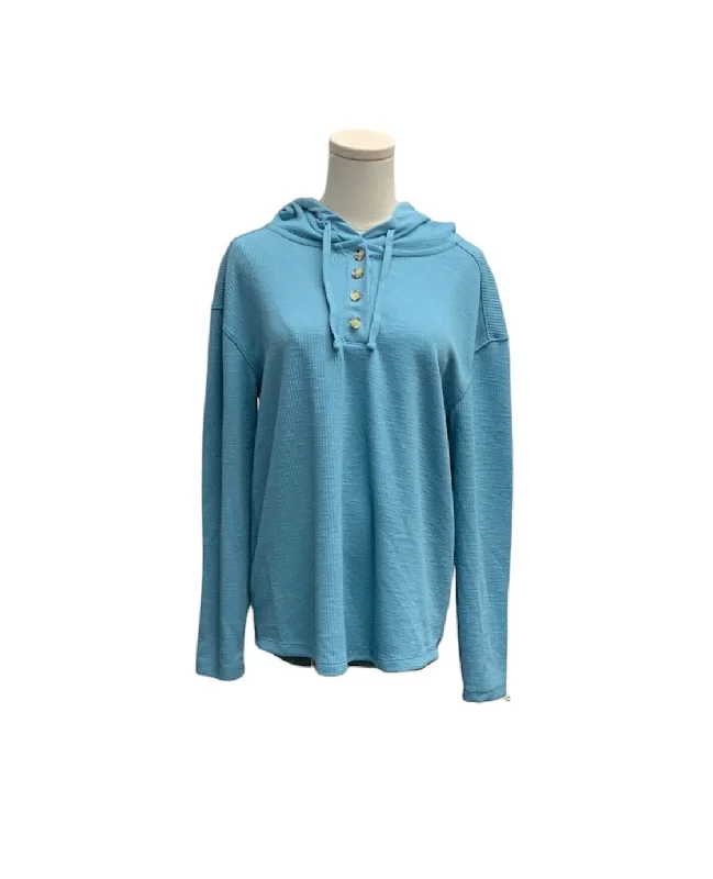 Pullover sweater for outdoor picnics -Time and Tru Women's Hoodie Top Aqua M