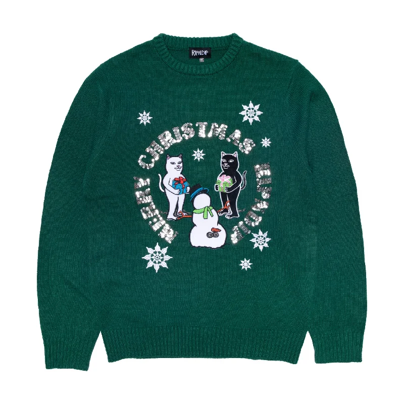 Pullover sweater with polka dot hem -Tis The Season Sweater (Hunter Green)