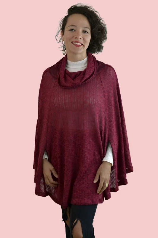 Pullover sweater with soft trim -Urban X Cowl Neck Poncho