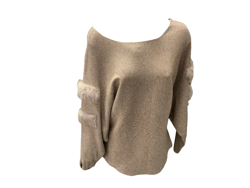 Pullover sweater for spring evenings -Women's Sweater Fur Tan XL