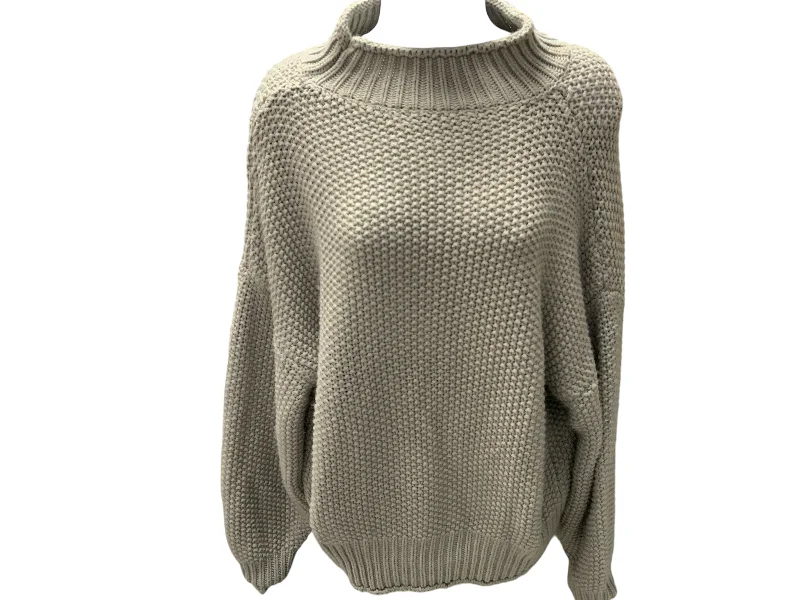 Pullover sweater with soft hem -Women's Sweater Mock Gray L