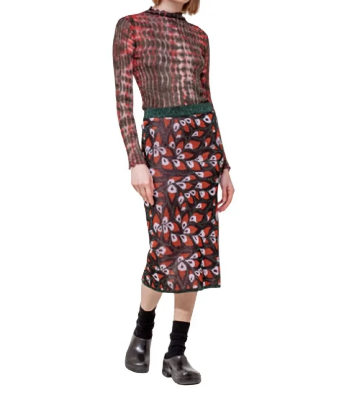 Skirts for tailored and structured outfits -Pine Lurex Knit Pencil Midi Skirt in Multi