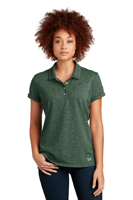 mandarin collar shirts unique -New Era Womens Slub Twist Short Sleeve Polo Shirt - Dark Green Twist