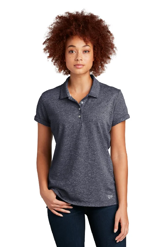 linen shirts breezy -New Era Womens Slub Twist Short Sleeve Polo Shirt - True Navy Blue Twist