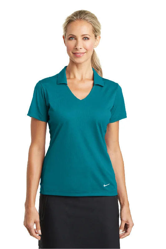 tunic blouses relaxed -Nike Womens Dri-Fit Moisture Wicking Short Sleeve Polo Shirt - Blustery Green