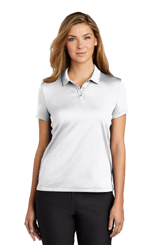 collared shirts preppy -Nike Womens Essential Dri-Fit Moisture Wicking Short Sleeve Polo Shirt - White