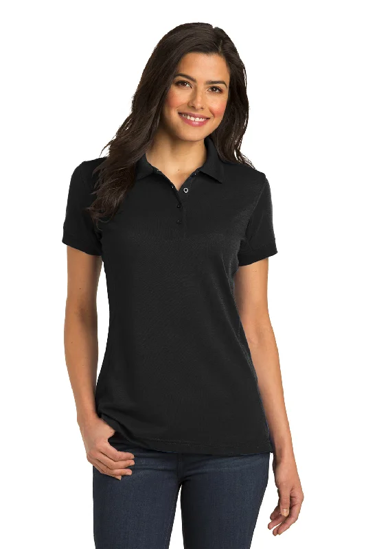 shrink-resistant shirts fit -Port Authority Womens 5-in-1 Performance Moisture Wicking Short Sleeve Polo Shirt - Black - Closeout