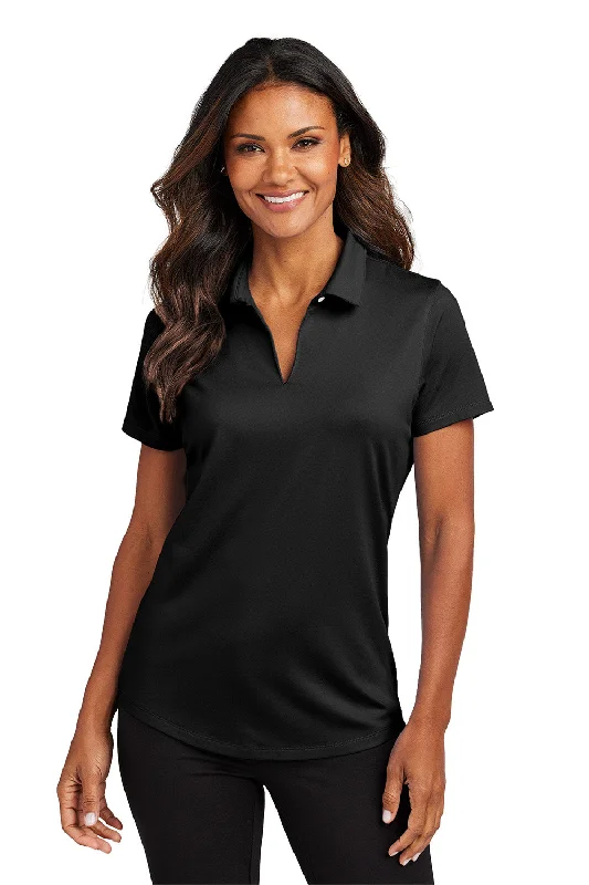 shirts with buttons -Port Authority Womens City Easy Care Moisture Wicking Short Sleeve Polo Shirt - Black - New