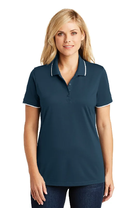 modal shirts silky -Port Authority Womens Dry Zone Moisture Wicking Short Sleeve Polo Shirt - River Navy Blue/White