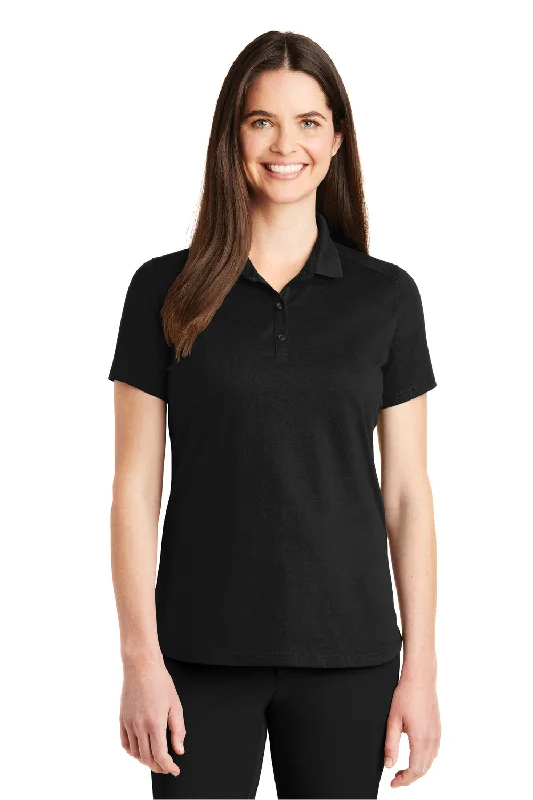 interlock shirts sturdy -Port Authority Womens SuperPro Moisture Wicking Short Sleeve Polo Shirt - Black - Closeout