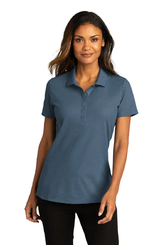 chiffon blouses lightweight -Port Authority Womens React SuperPro Snag Resistant Short Sleeve Polo Shirt - Regatta Blue