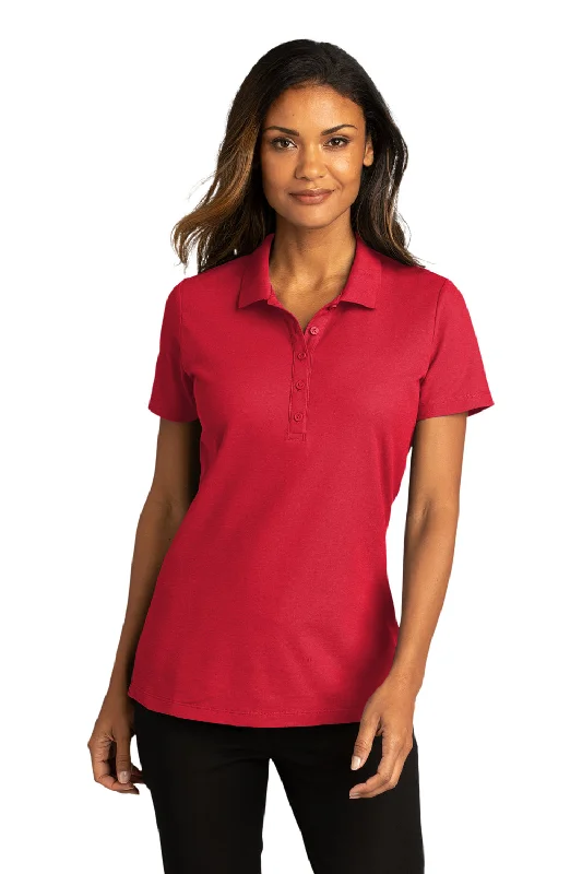 striped shirts classic -Port Authority Womens React SuperPro Snag Resistant Short Sleeve Polo Shirt - Rich Red