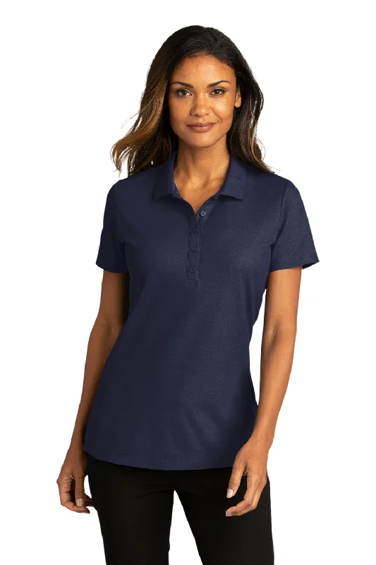 designer blouses evening -Port Authority Womens React SuperPro Snag Resistant Short Sleeve Polo Shirt - True Navy Blue