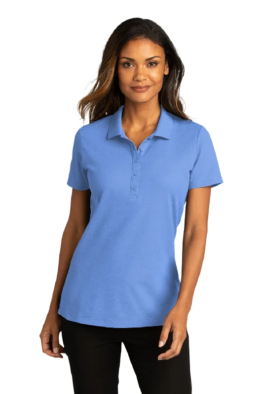 silk blouses office wear -Port Authority Womens React SuperPro Snag Resistant Short Sleeve Polo Shirt - Ultramarine Blue