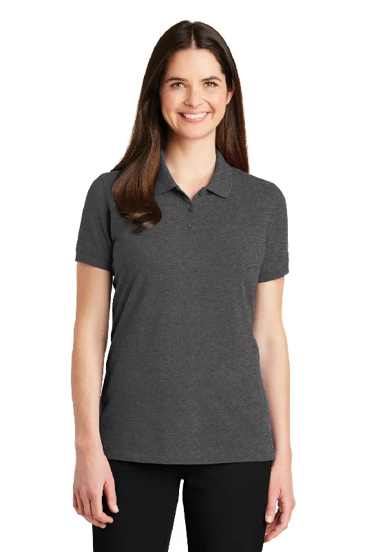 tri-blend shirts comfy -Port Authority Womens Wrinkle Resistant Short Sleeve Polo Shirt - Heather Charcoal Grey - Closeout