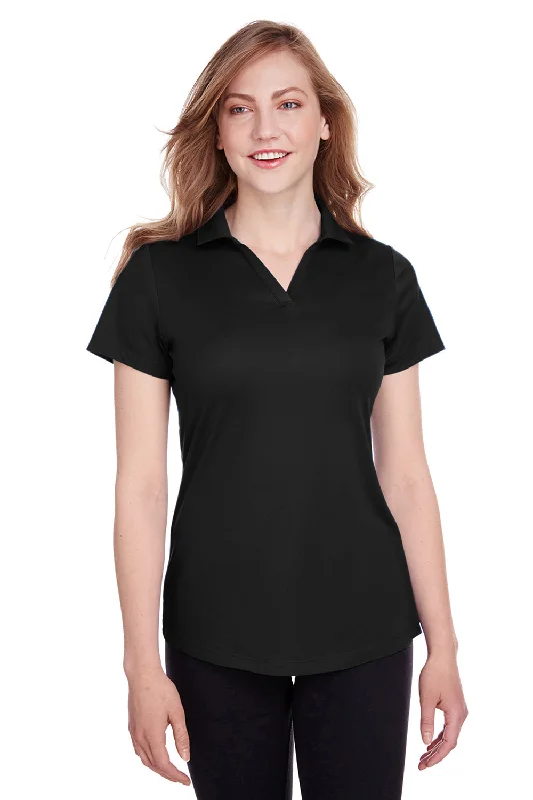 shirts for poise -Puma Womens Icon Performance Moisture Wicking Short Sleeve Polo Shirt - Black