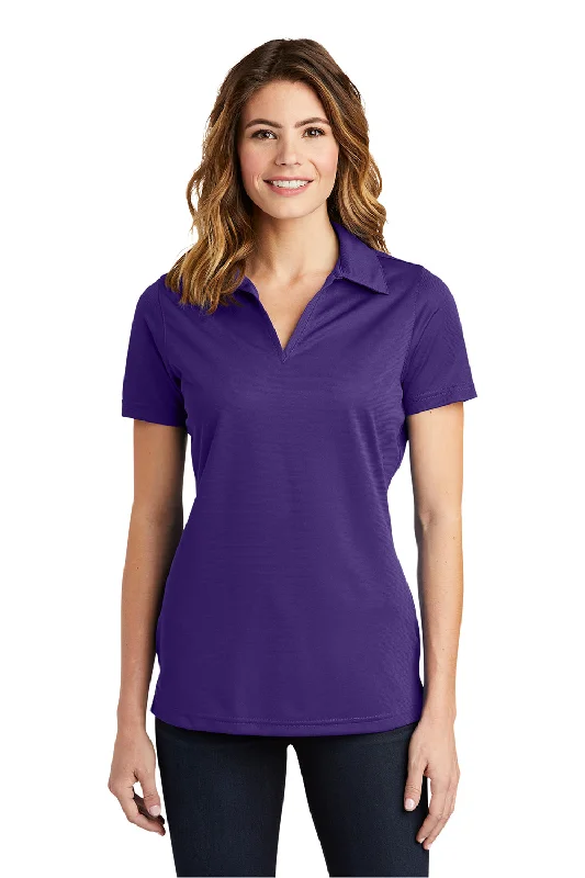 cold shoulder shirts trendy -Sport-Tek Womens Active Mesh Moisture Wicking Short Sleeve Polo Shirt - Purple