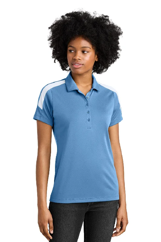 charcoal shirts dark -Sport-Tek Womens Moisture Wicking Competitor United Short Sleeve Polo Shirt - Carolina Blue/White - New