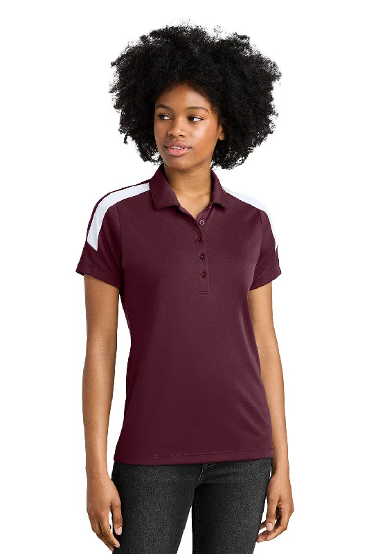 rainbow shirts vibrant -Sport-Tek Womens Moisture Wicking Competitor United Short Sleeve Polo Shirt - Maroon/White - New