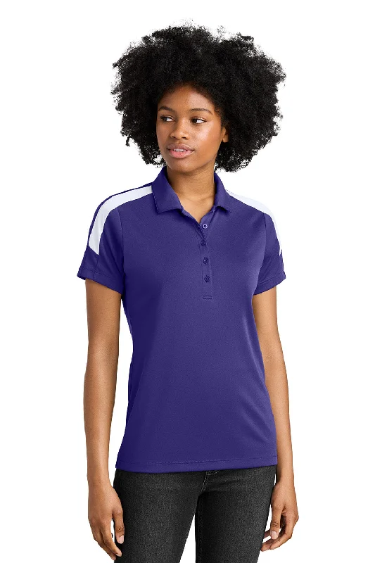 ice shirts cool -Sport-Tek Womens Moisture Wicking Competitor United Short Sleeve Polo Shirt - Purple/White - New