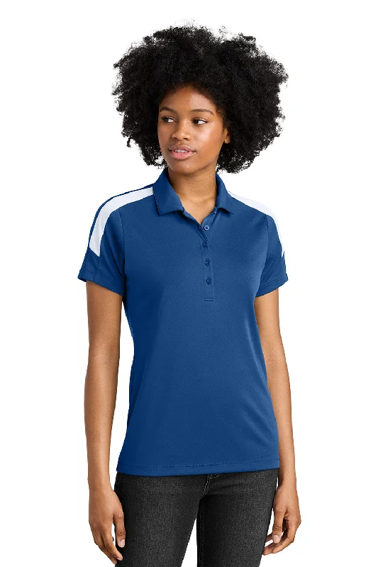 zigzag shirts dynamic -Sport-Tek Womens Moisture Wicking Competitor United Short Sleeve Polo Shirt - Royal Blue/White - New