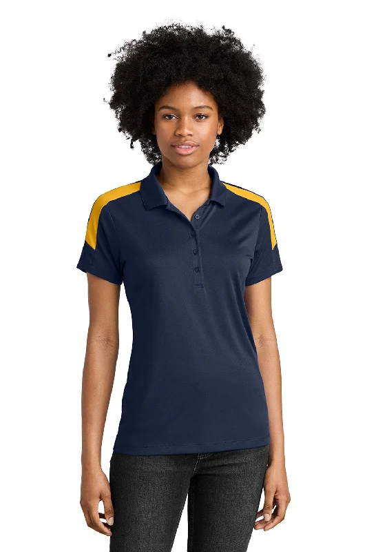 tribal shirts cultural -Sport-Tek Womens Moisture Wicking Competitor United Short Sleeve Polo Shirt - True Navy Blue/Gold - New